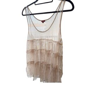 Chan Luu Sheer Beige Sleeveless Top